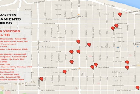 El mapa de las escuelas donde no se puede estacionar