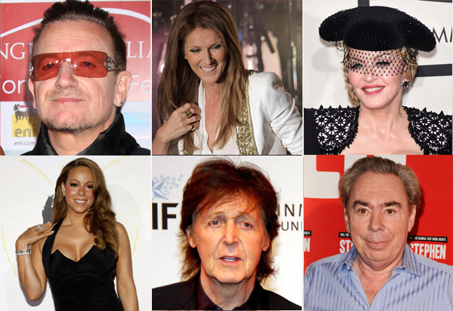 Imagen de Los m&uacute;sicos y sus riquezas. Los 10 m&aacute;s ricos.