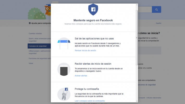 Imagen de Mantener seguras las cuentas de Facebook