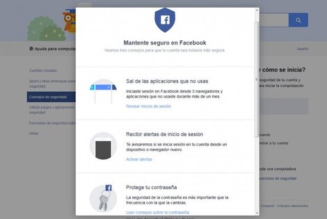 Imagen de Mantener seguras las cuentas de Facebook