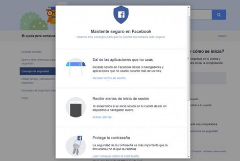 Imagen de Mantener seguras las cuentas de Facebook