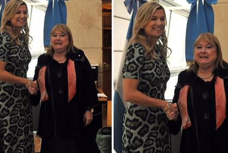 La reina M&aacute;xima y la canciller Susana Malcorra, juntas en su despacho. Foto: Canciller&iacute;a