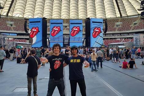 Imagen de Fanaticos rosarinos con Mick Jagger