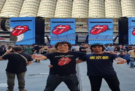 Imagen de Fanaticos rosarinos con Mick Jagger