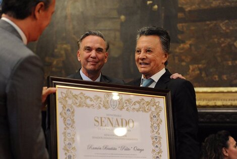 Imagen de Palito Ortega distinguido por su trayectoria en el Senado