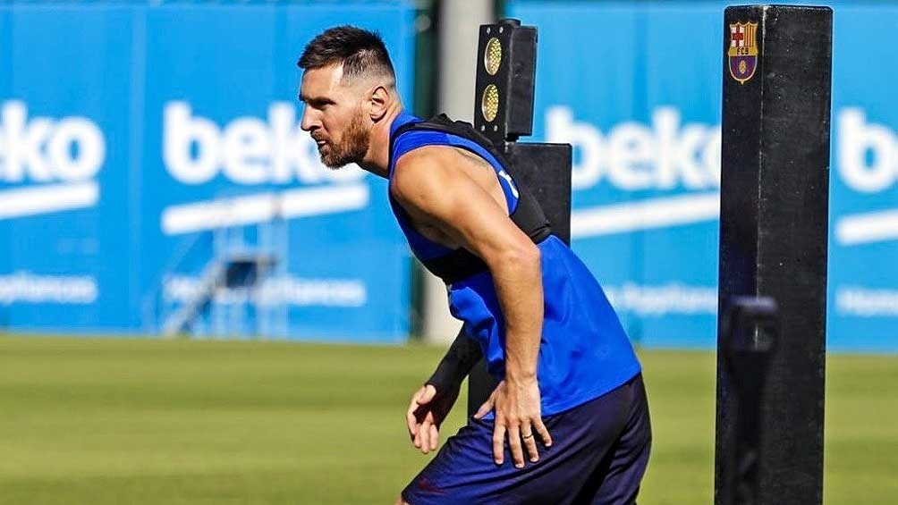 Imagen de Messi y el plantel del Barcelona en cuarentena