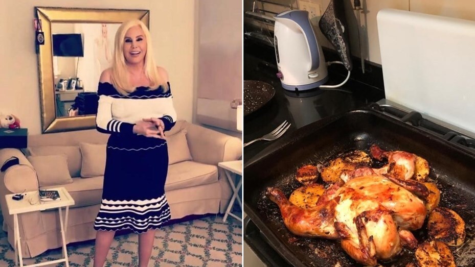 Imagen de Susana cocin&oacute; su primer pollo al horno en cuarentena
