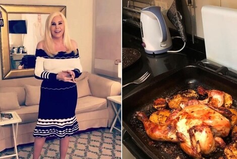 Imagen de Susana cocin&oacute; su primer pollo al horno en cuarentena