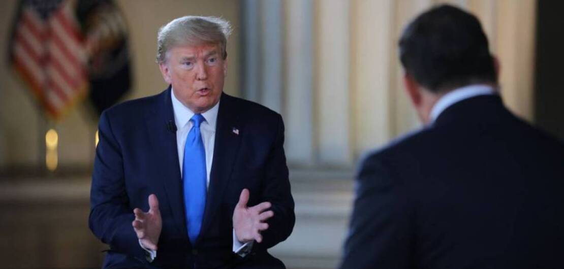 Donald Trump durante la entrevista virtual en Fox News.
