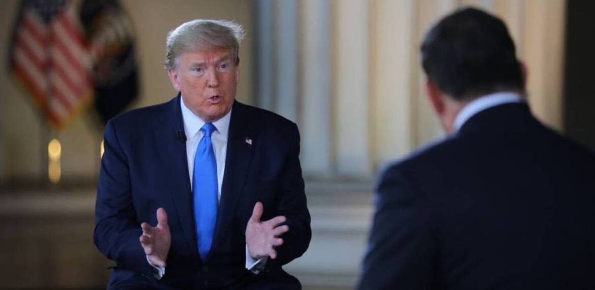 Donald Trump durante la entrevista virtual en Fox News.