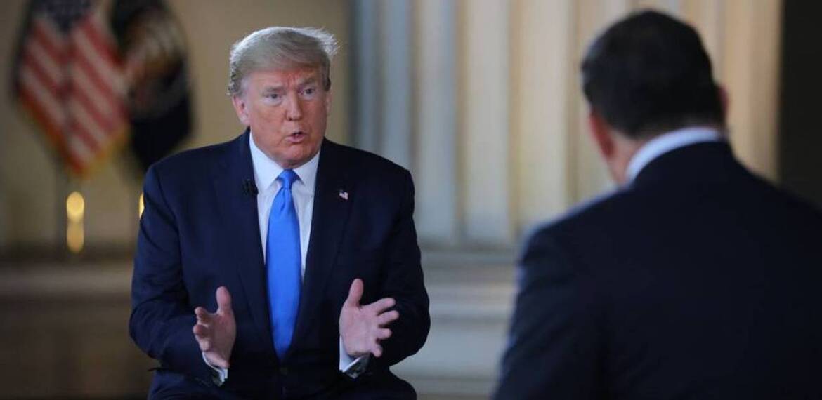 Donald Trump durante la entrevista virtual en Fox News.
