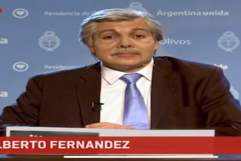 Imagen de Alberto Fern&aacute;ndez con un anuncio: Vuelve Mart&iacute;n Bossi