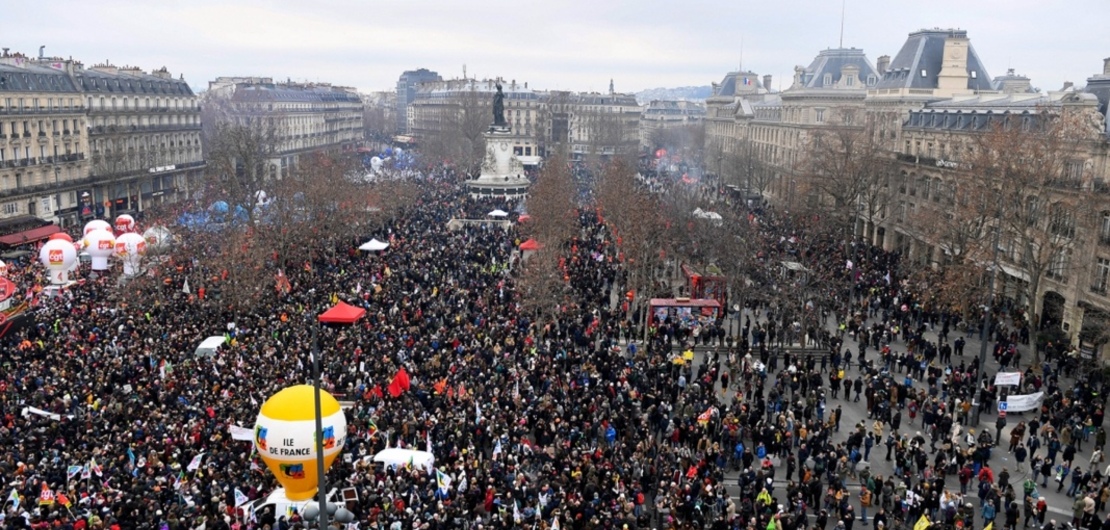 La protesta del 19 de enero en rechazo del aumento de la edad jubilatoria. / Foto: AFP