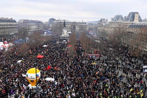 La protesta del 19 de enero en rechazo del aumento de la edad jubilatoria. / Foto: AFP