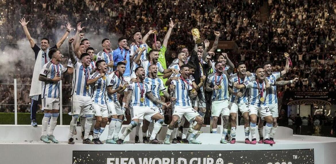 Argentina en el festejo del campeonato de Mundo (Foto Fernando Gens). - TELAM